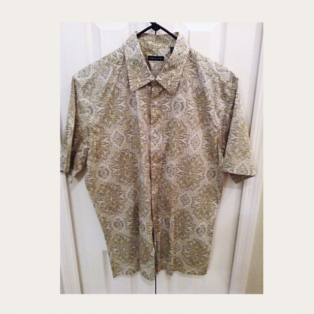 Structure Short Sleeve Button Down Shirt Size M